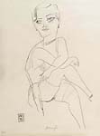 ALBERTO MANFREDI, Seated Woman, black chalk